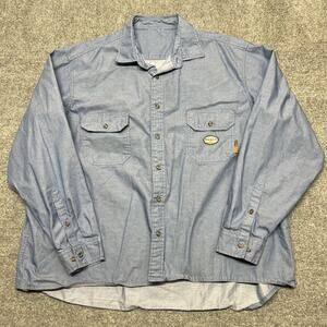 Rasco Shirt Mens 2XLT Blue FR Workwear Long Sleeve Button Up Big Tall Pockets